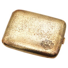 C.S. Carter 1930 American Art-Deco Case Pill Box In Textured 14Kt Yellow Gold