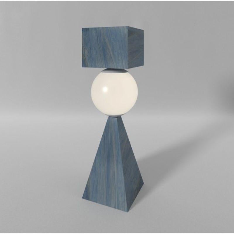 CS Class, table lamp, Azul Macaubas with F. Wooden Case by Sissy Daniele
Dimensions: W25 x D25 x H85 cm
Materials: Azul Macaubas, Glass

All our lamps can be wired according to each country. If sold to the USA it will be wired for the USA for