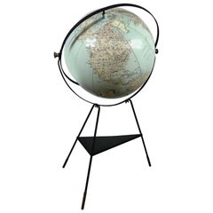 Retro C.S. Hammond & Co. 1950s Inflatable Globe on Auböck Style Tripod Stand