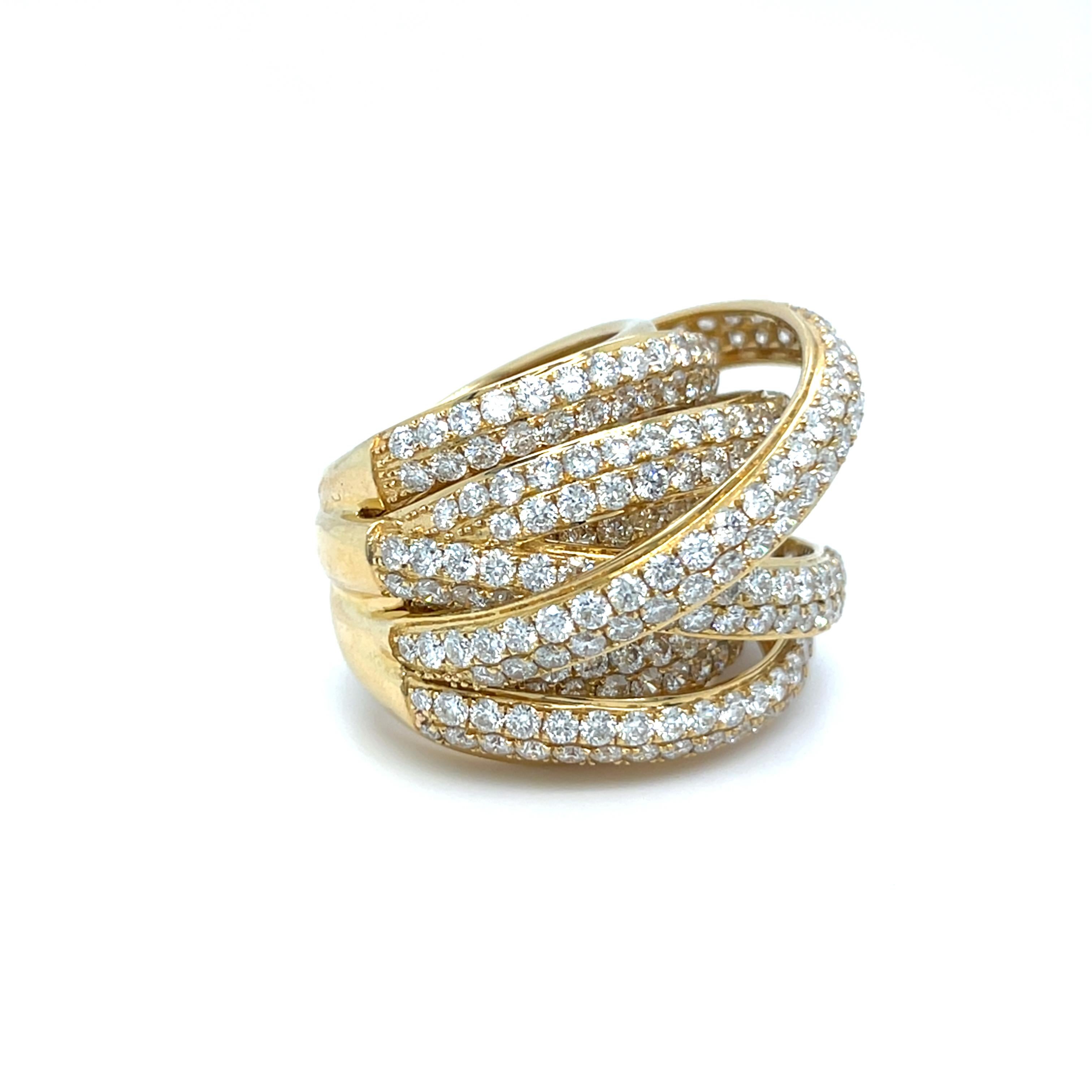 C&S Jewelers 18k Yellow Gold Appx 15ct Diamonds Multi-Band Ring size 7 26.3g im Angebot 1