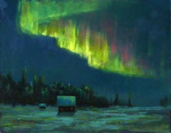 "AN EXCEPTIONAL DISPLAY" STEVE TALLEY NORTHERN LIGHTS LANDSCAPE TEXAS ARTIST