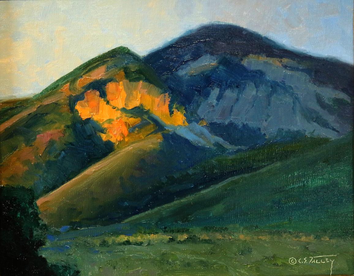 C.S. STEVE TALLEY Landscape Painting - "EL SALTO" EVENING LIGHT MOUNTAINS