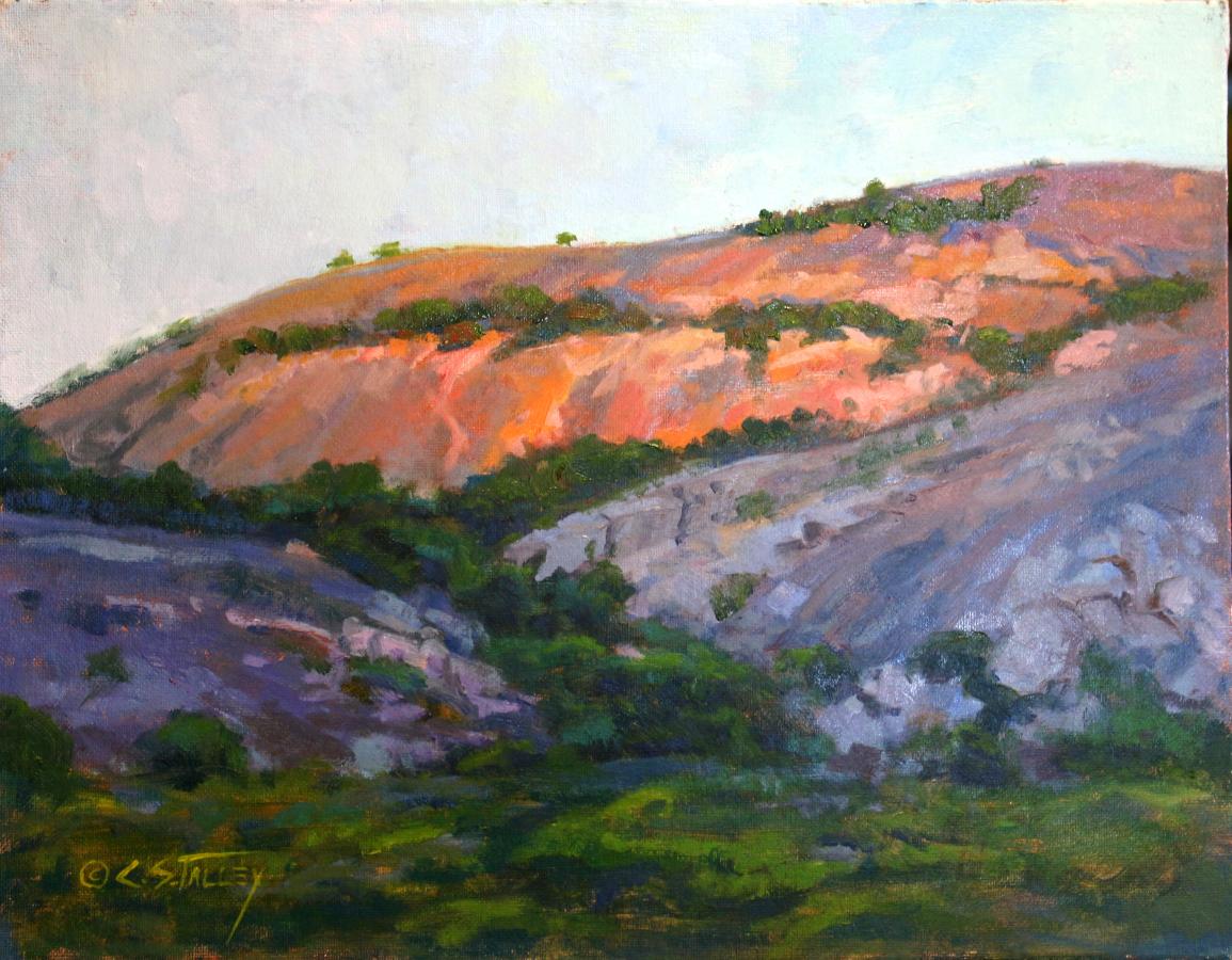 Landscape Painting C.S. STEVE TALLEY - ENCHANTED ROCK TEXAS HILL COUNRY « EVENING LIGHT »
