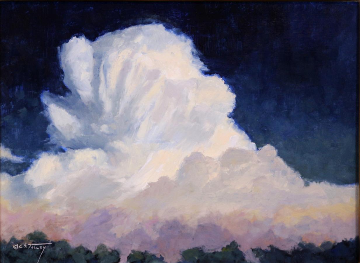 C.S. STEVE TALLEY Landscape Painting - "TWISTS AND TURNS" BIG SKY CLOUD FORMATION
