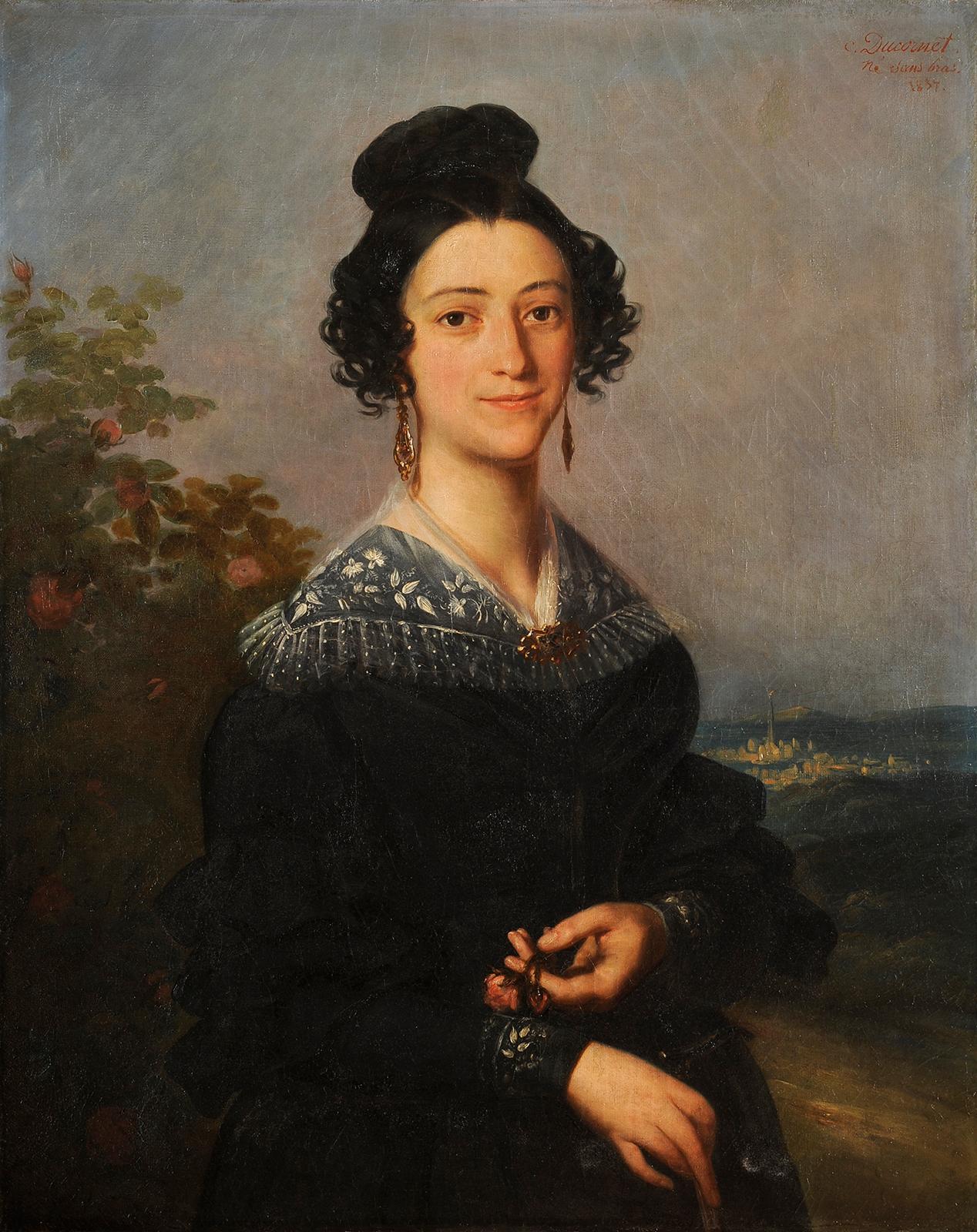 Portrait of a young girl - Painting by César Ducornet
