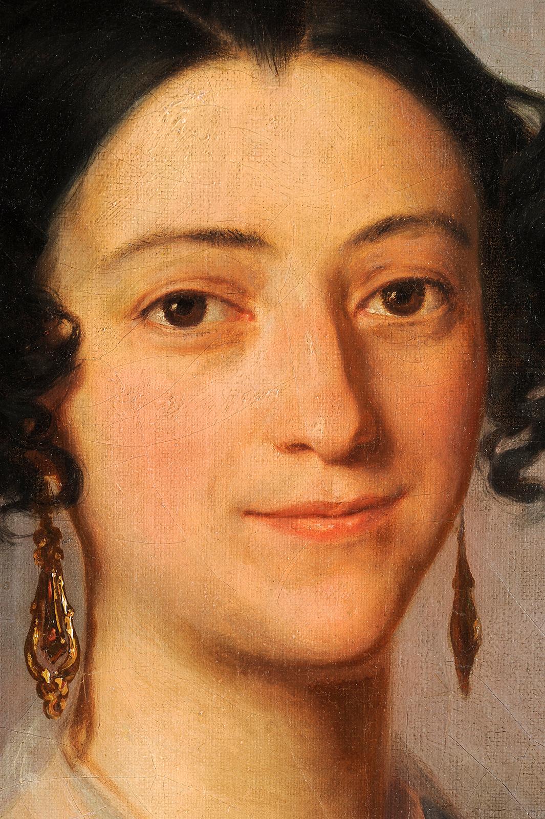 Portrait of a young girl - French School Painting by César Ducornet