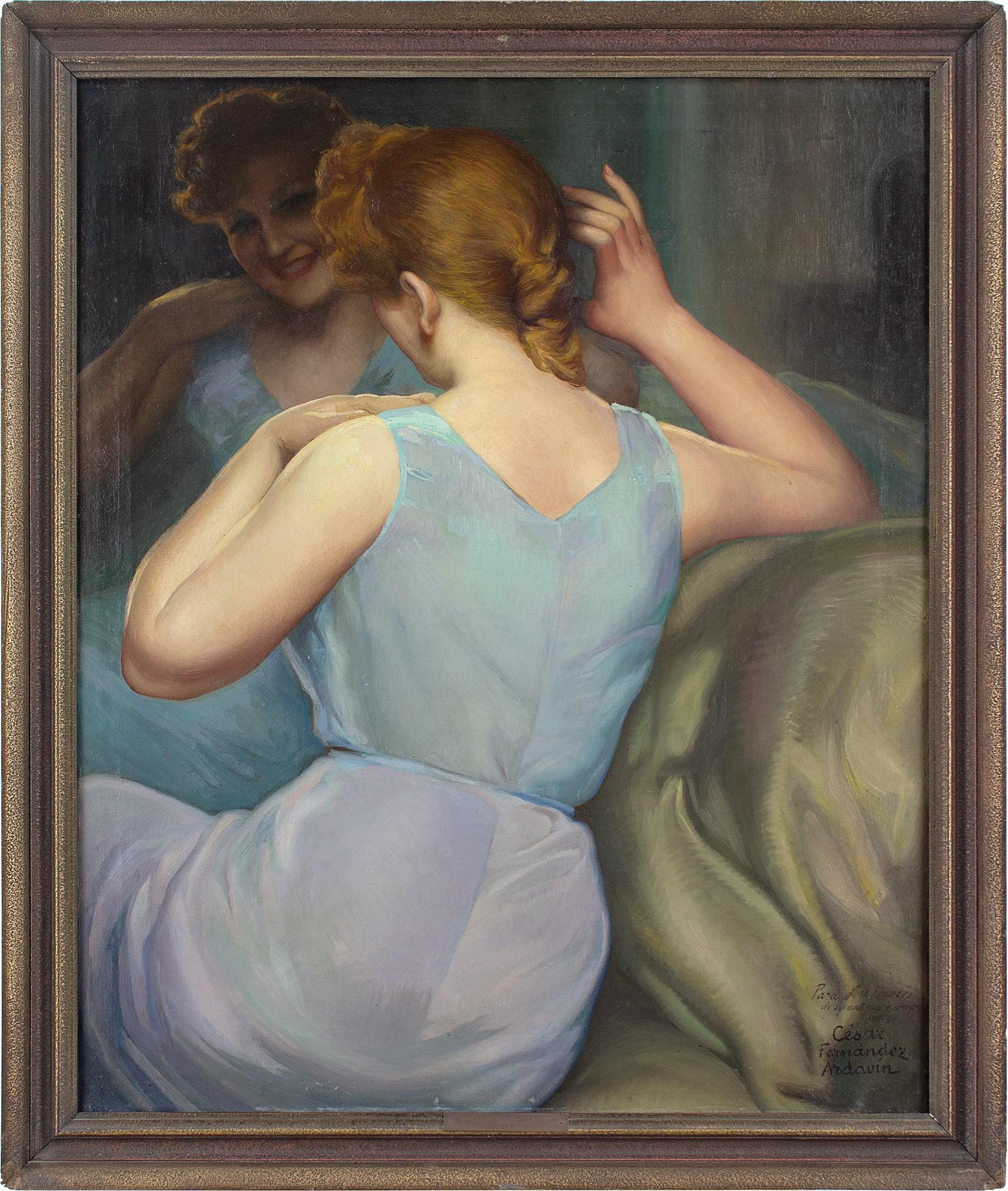 painting of lady on chaise lounge
