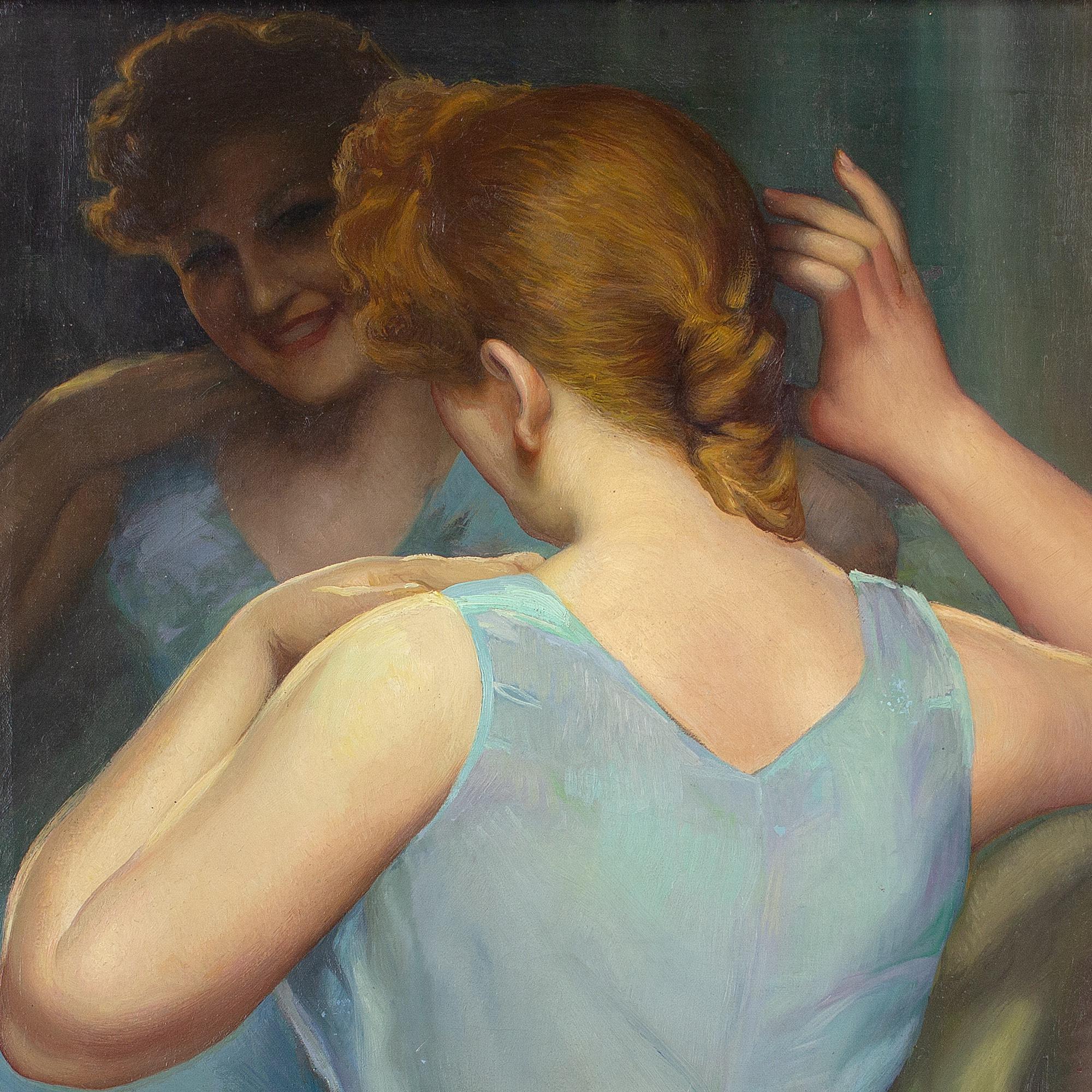 César Fernández Ardavín, Portrait Of A Girl Before A Mirror For Sale 2