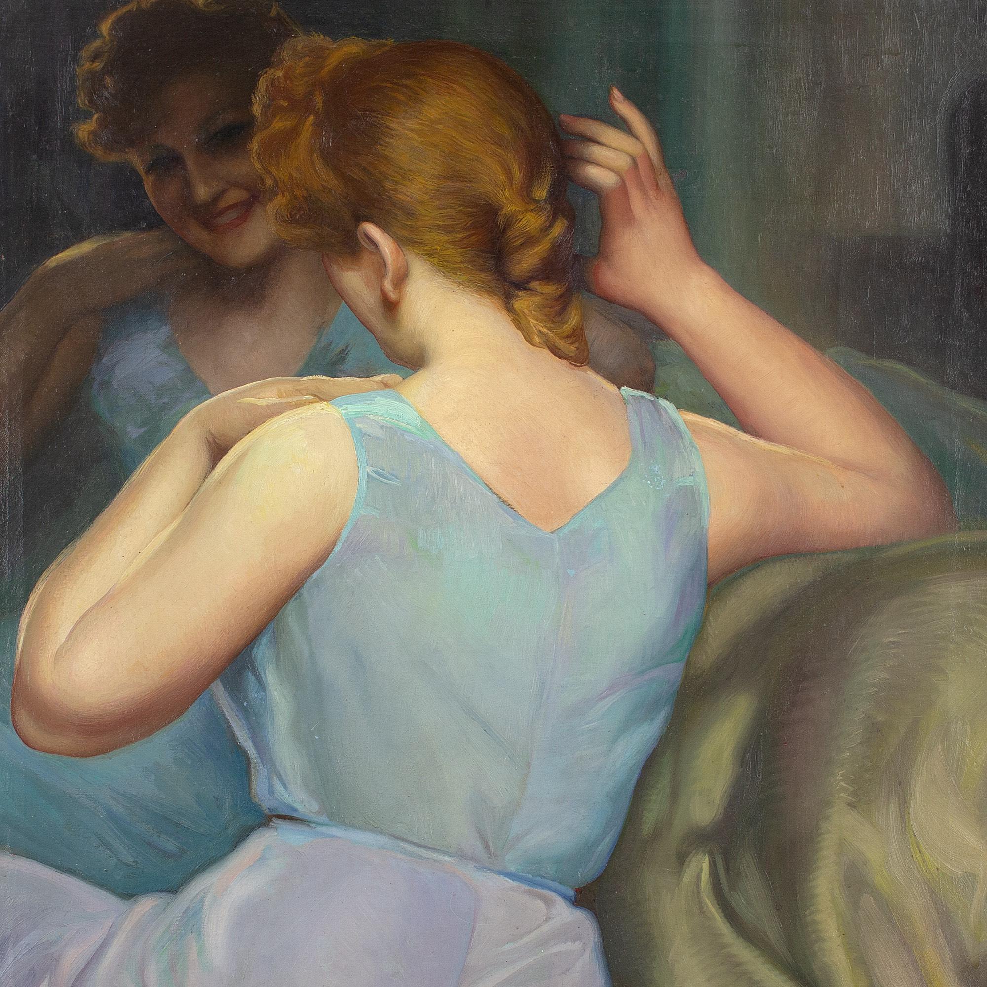 César Fernández Ardavín, Portrait Of A Girl Before A Mirror For Sale 5