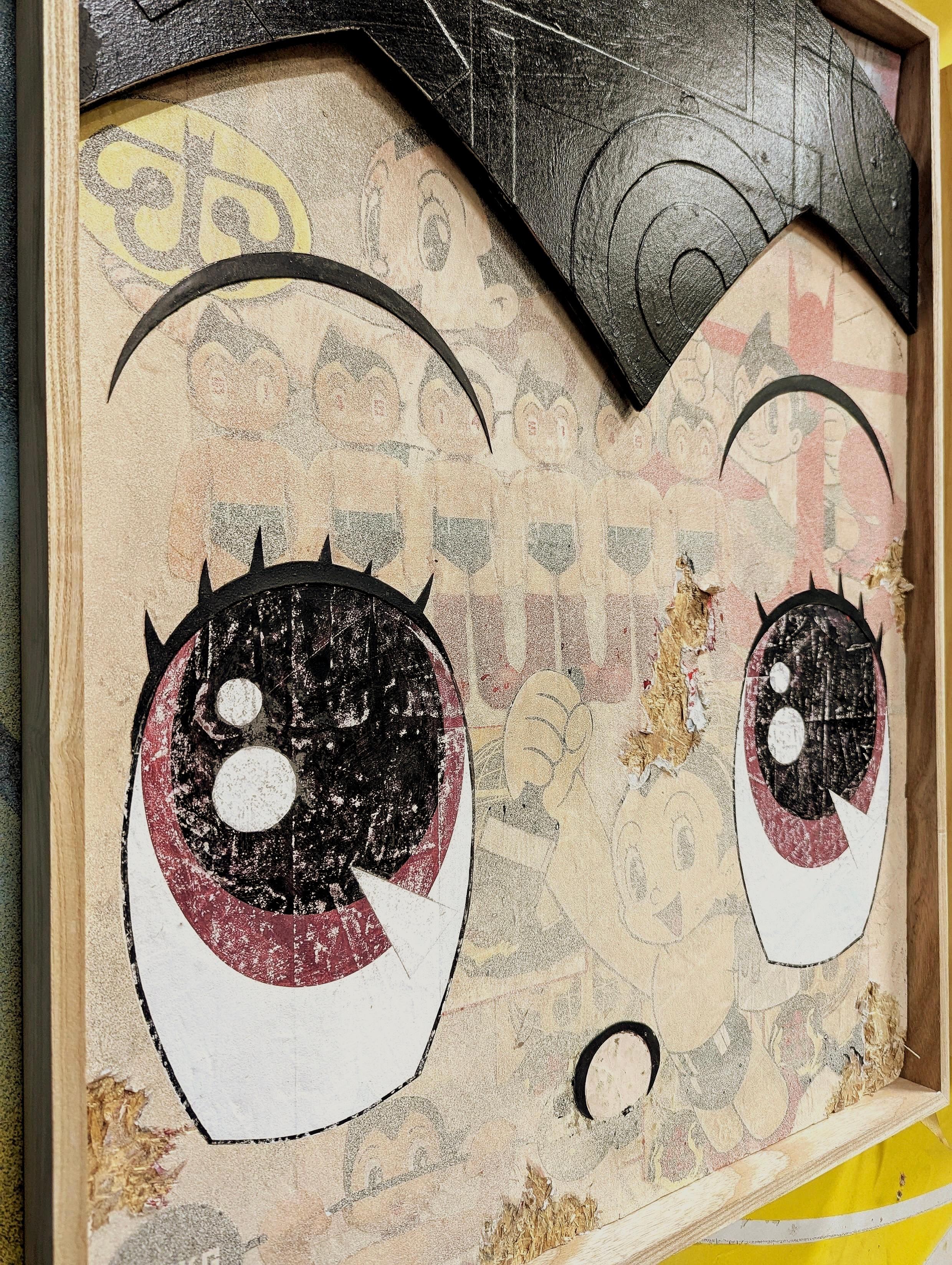 this is a hand painted and constructed wood layered painting framed by Canadian artist CSRK