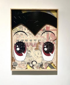 Contemporary figurative astro boy pop art mixed media interior