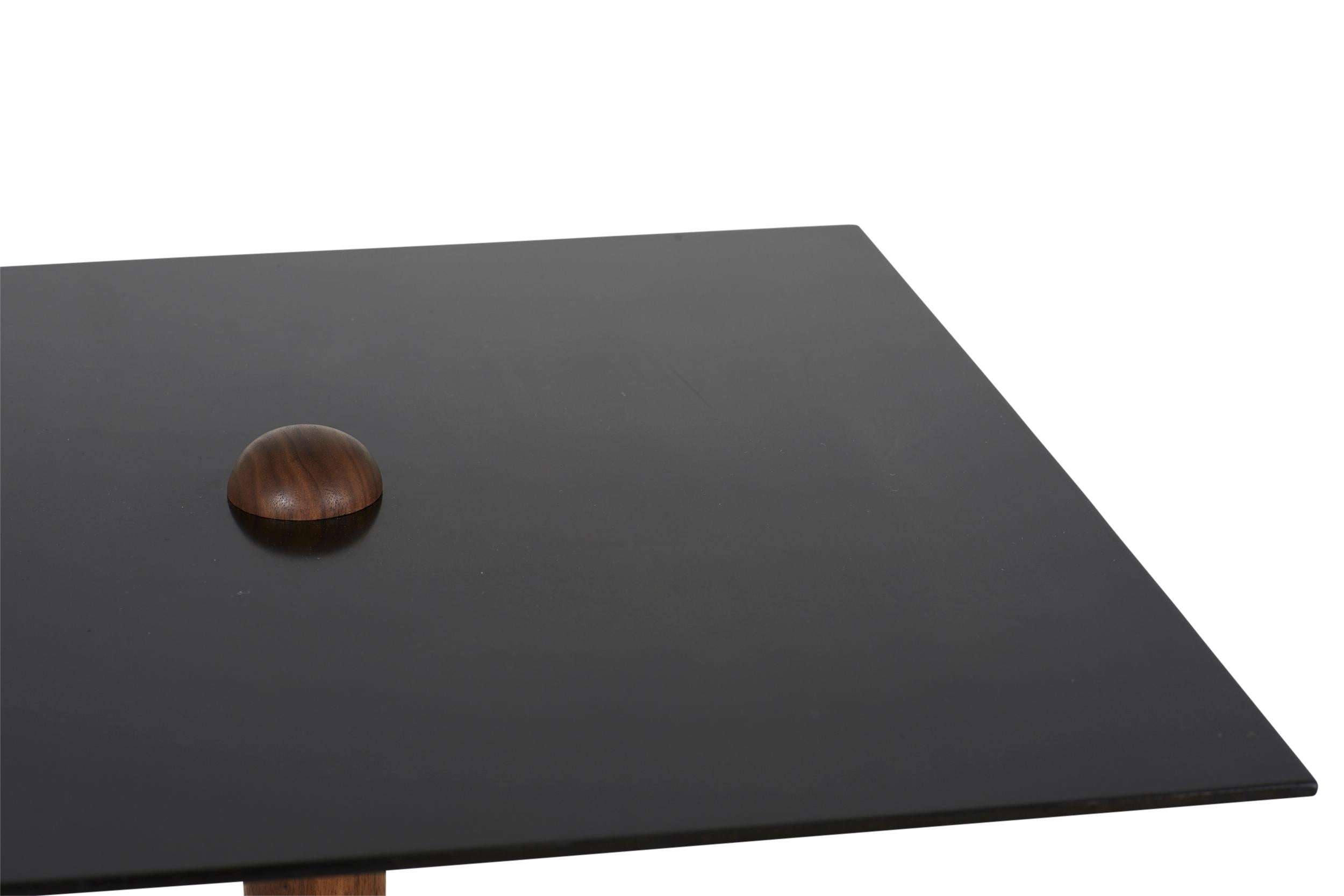 Oiled CT-1 Blackened Steel Side Table of Walnut and 