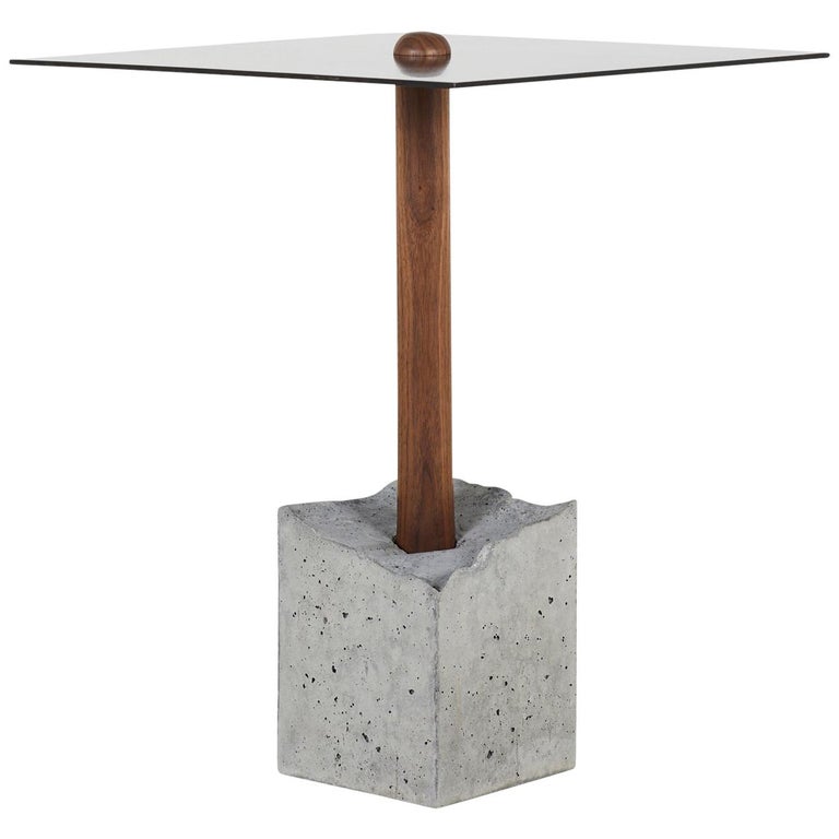Ct 1 Blackened Steel Side Table Of Walnut And Cracked Cast Concrete For Sale At 1stdibs
