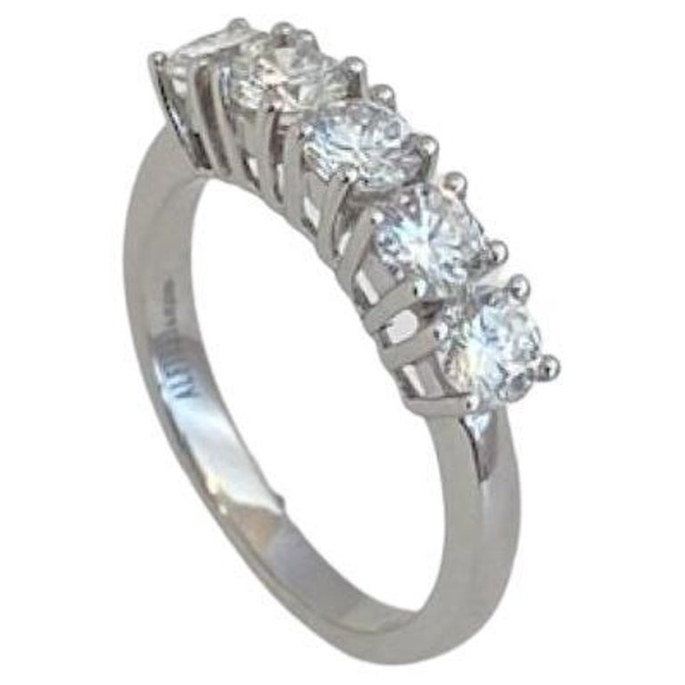 Ct 1.00, Riviere Ring 5 diamonds, 18KT Gold For Sale at 1stDibs