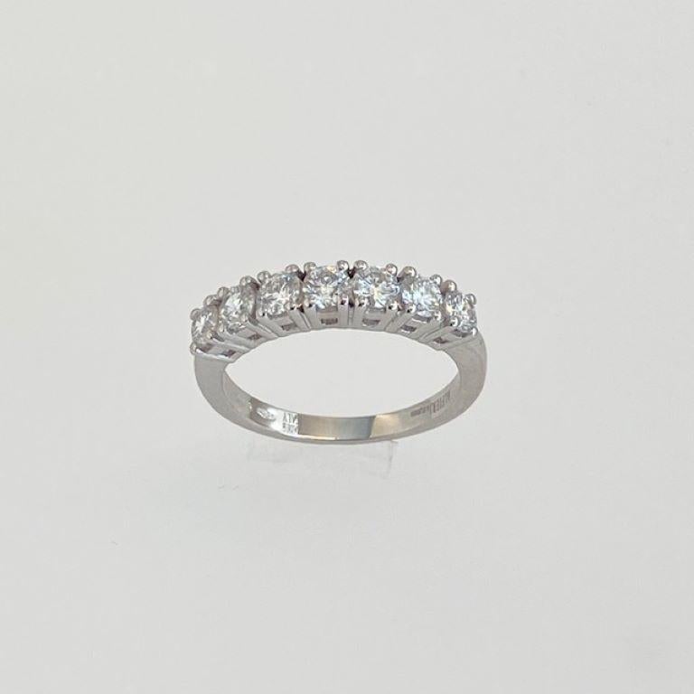   ct 1.00 riviere 7 diamants bague de fiançailles  Or blanc 18 Kt  gr 3.96  en vente 4