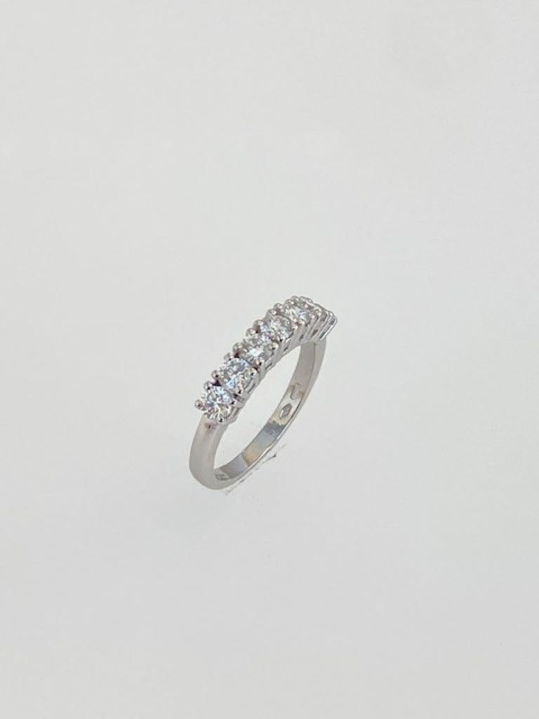 Round Cut   ct 1.00 riviere 7 diamond engagement ring  18 Kt White Gold  gr 3.96  For Sale