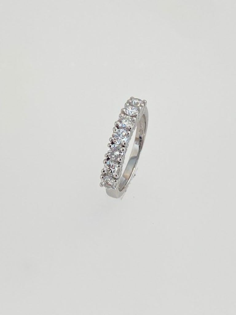 Round Cut   ct 1.00 riviere 7 diamants bague de fiançailles  Or blanc 18 Kt  gr 3.96  en vente