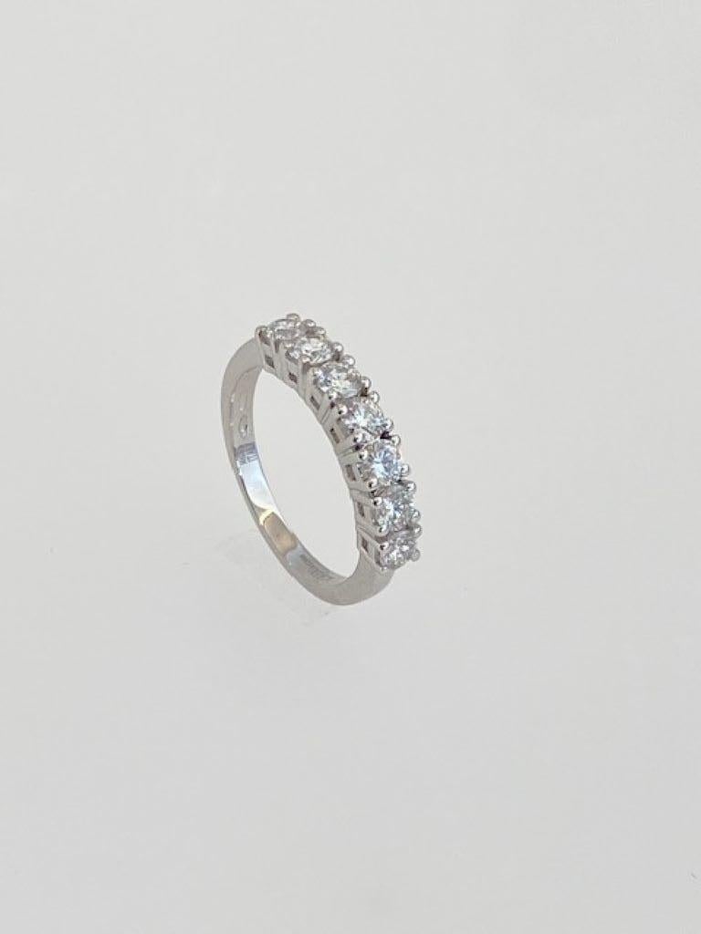 ct 1.00 riviere 7 diamants bague de fiançailles  Or blanc 18 Kt  gr 3.96 Neuf - En vente à Milano, IT