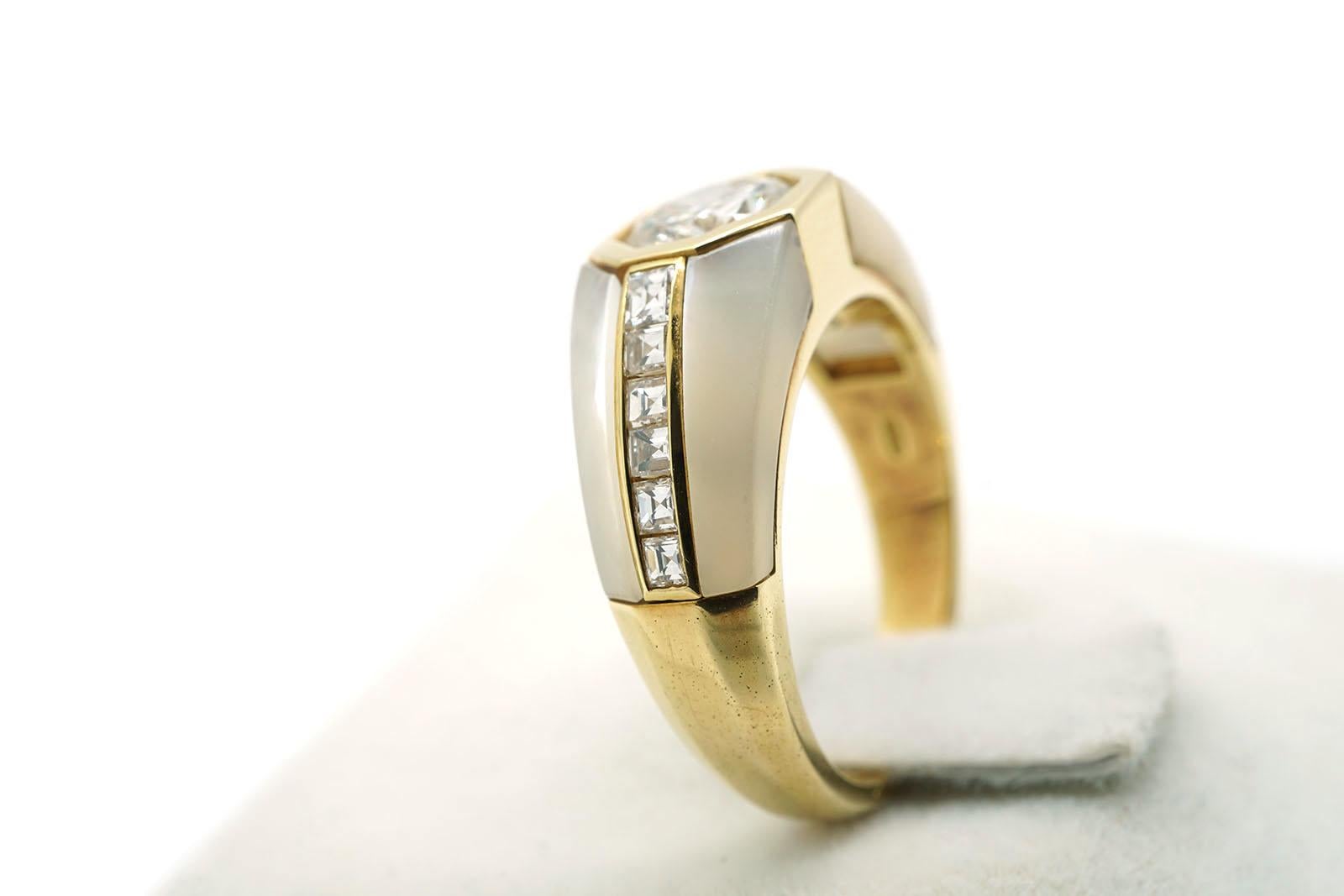 Solitär-Ring aus Gelbgold mit 1,05 Diamant im Art-déco-Stil (Brillantschliff) im Angebot