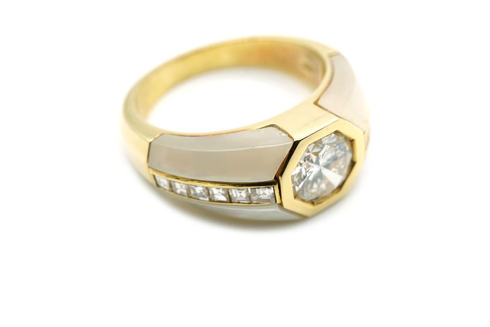 Solitär-Ring aus Gelbgold mit 1,05 Diamant im Art-déco-Stil im Angebot 2