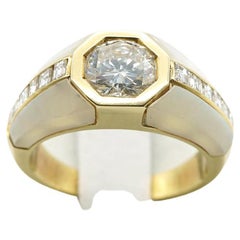 Bague solitaire de style Art déco en or jaune avec diamants 1,05 carat