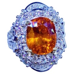 Bague avec saphir orange et diamants de 11,35 carats sur anneau