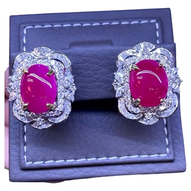 Ct 16, 40 of Burma Rubies and Diamonds on Earrings For Sale