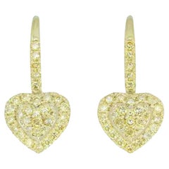 NO RESERVE!!!Ct 1, 84 of Fancy Yellow Diamonds on Earrings in Gold