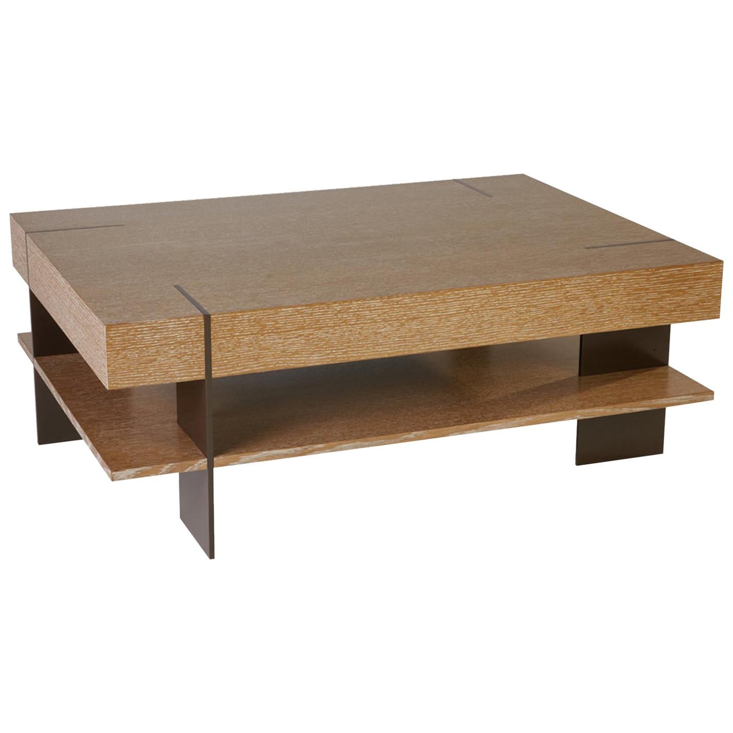 CT-21S Coffee Table with Shelf and Metal Legs by Antoine Proulx For Sale