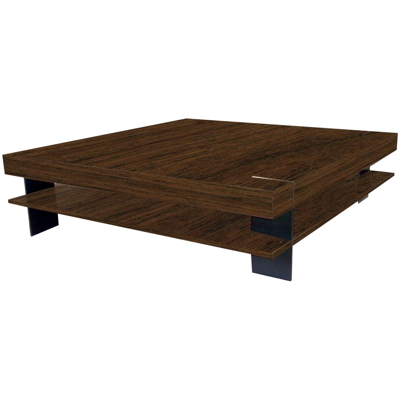 CT-21S Coffee Table with Shelf and Metal Legs by Antoine Proulx For Sale