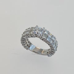 Carat 4, 16 Taglio Princess Certificato IGI, Anello Cocktail Oro Bianco 18 Karat