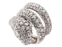 Ct 6.80 Diamonds and White Gold Snake Cocktail Ring