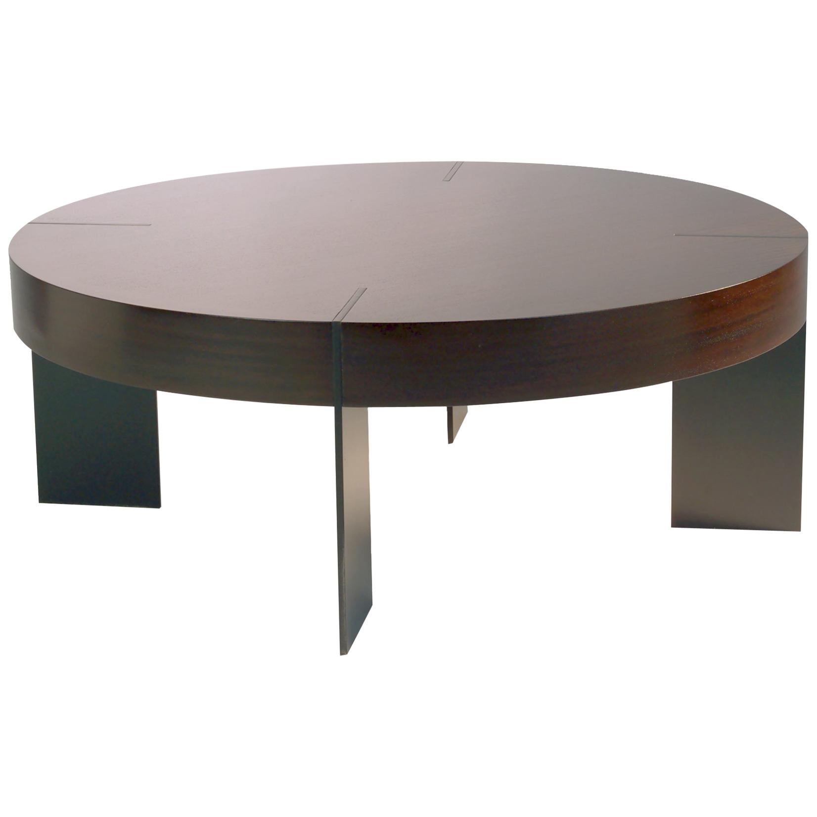 CT-91 Round Coffee Table with Metal Legs by Antoine Proulx For Sale