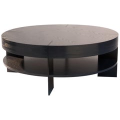 CT-91S Round Coffee Table with Shelf and Metal Legs by Antoine Proulx