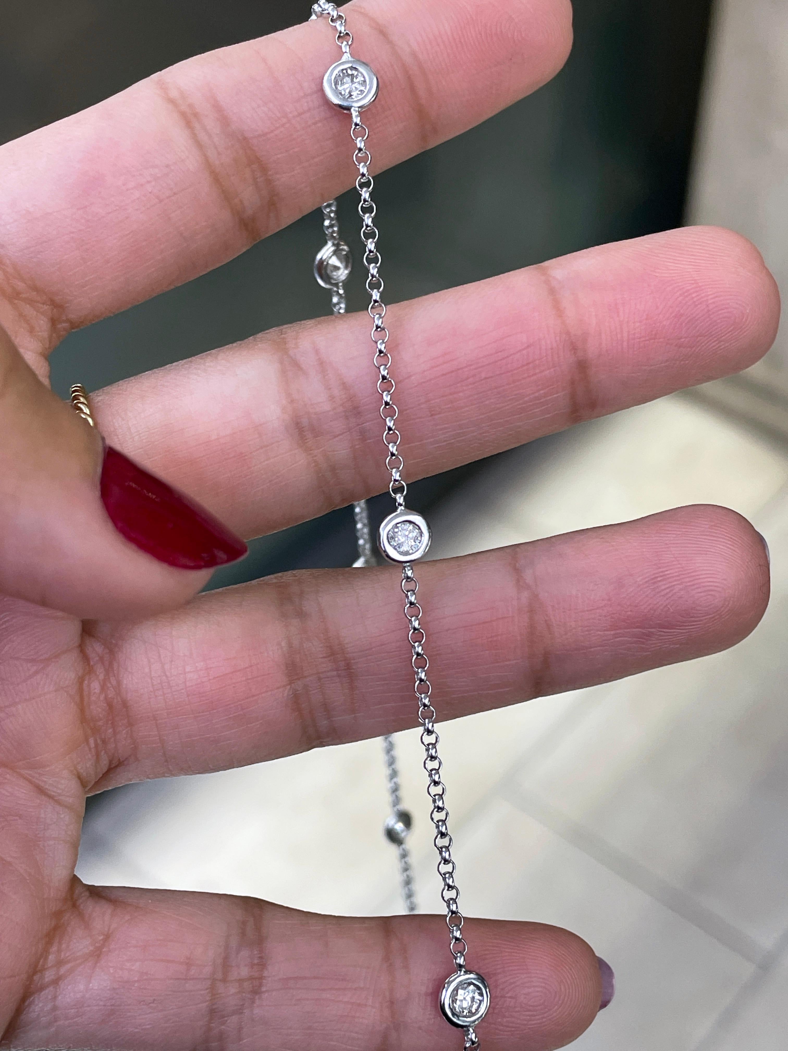 Modern 0.70 Carat Diamond 18 Carat White Gold 'Diamond by the Yard' Chain Necklace For Sale
