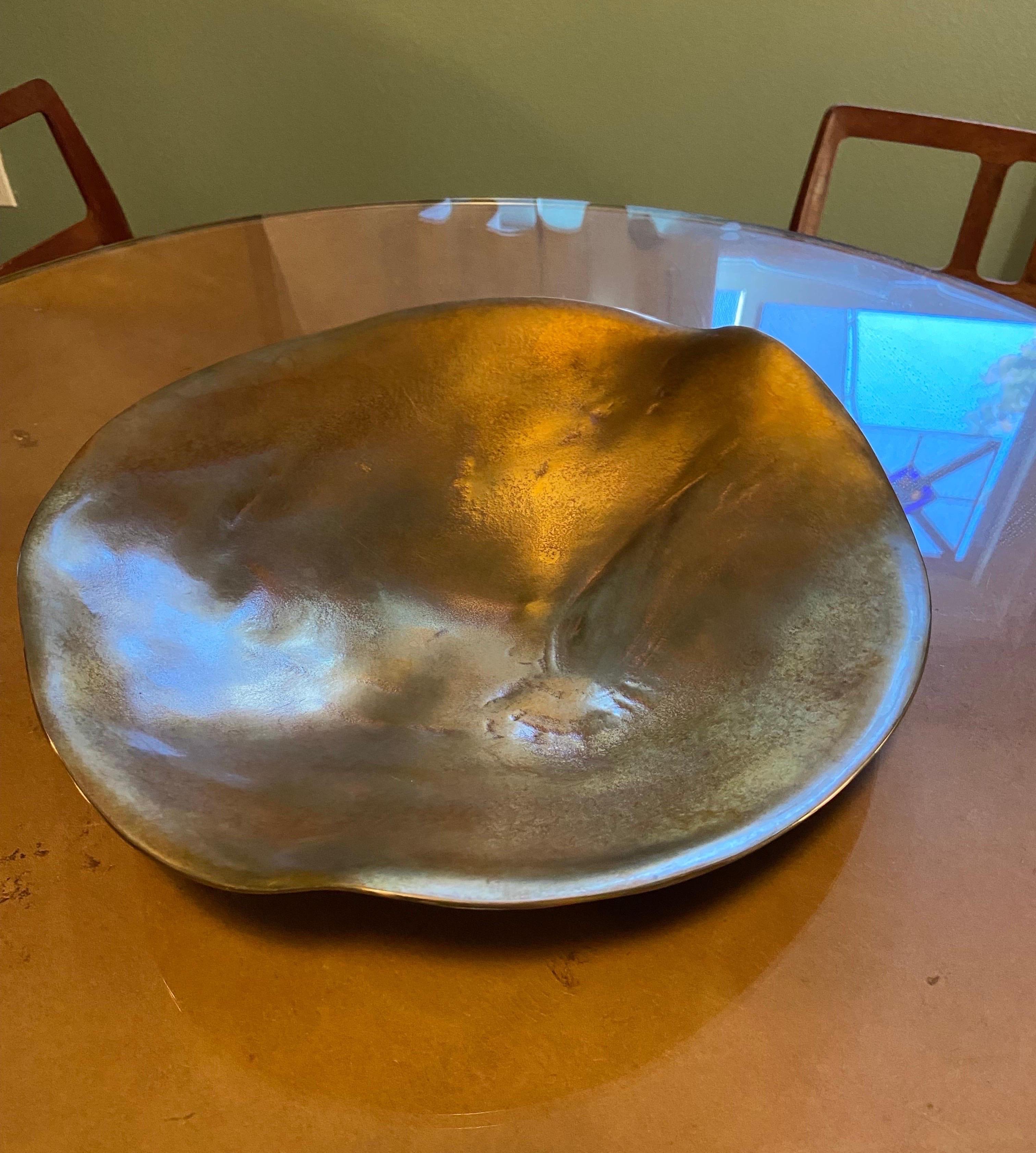C.T. Whitehouse Abstract Sculpture - Warped Platter, 17” diameter Bronze