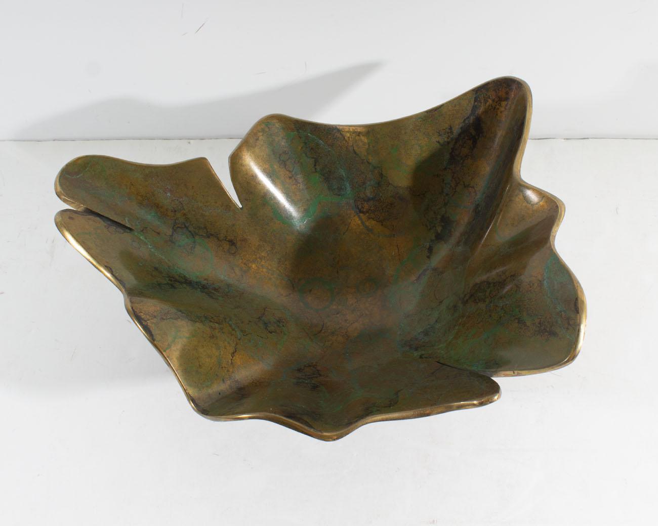 American C.T. Whitehouse Signed Limited Edition Abstract Bronze Leaf Form Sculpture