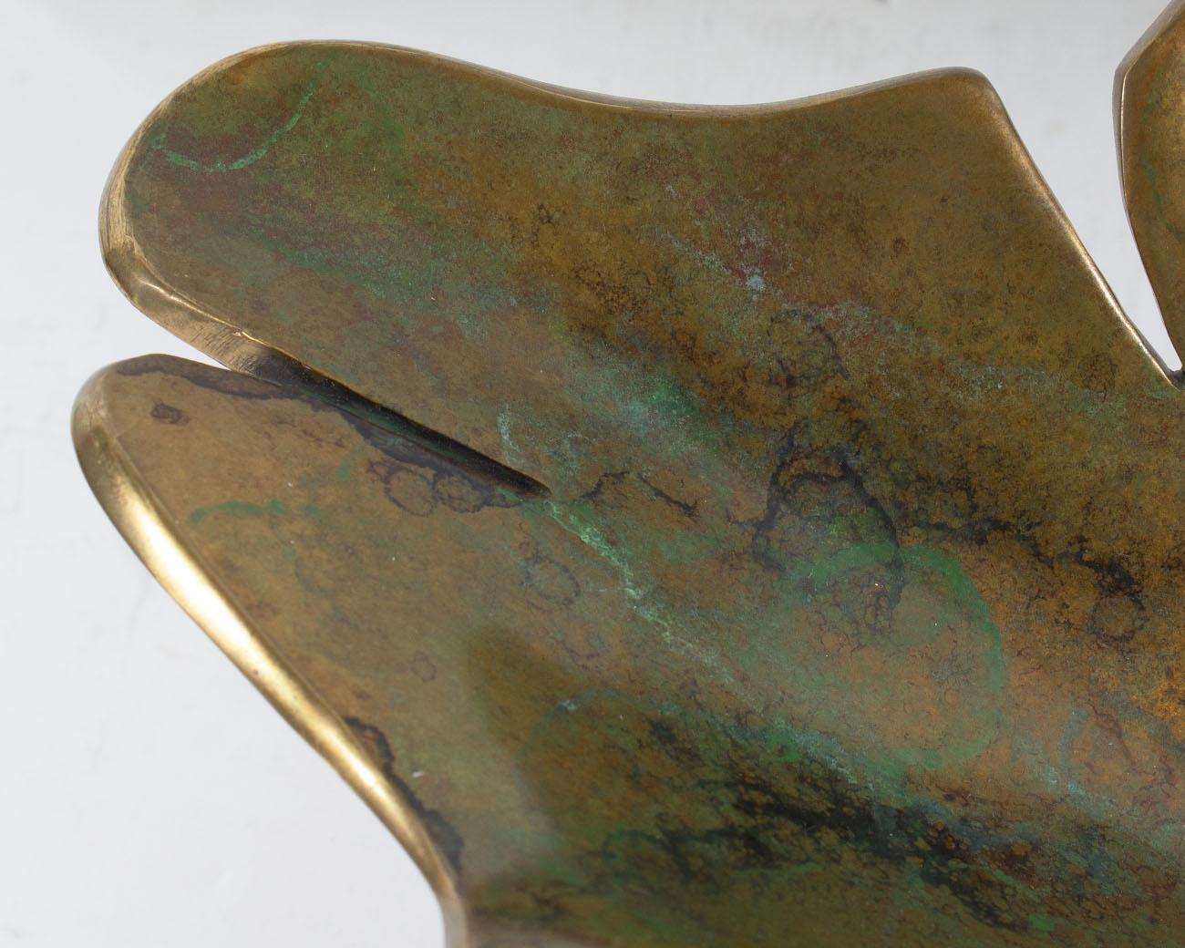 Cast C.T. Whitehouse Signed Limited Edition Abstract Bronze Leaf Form Sculpture