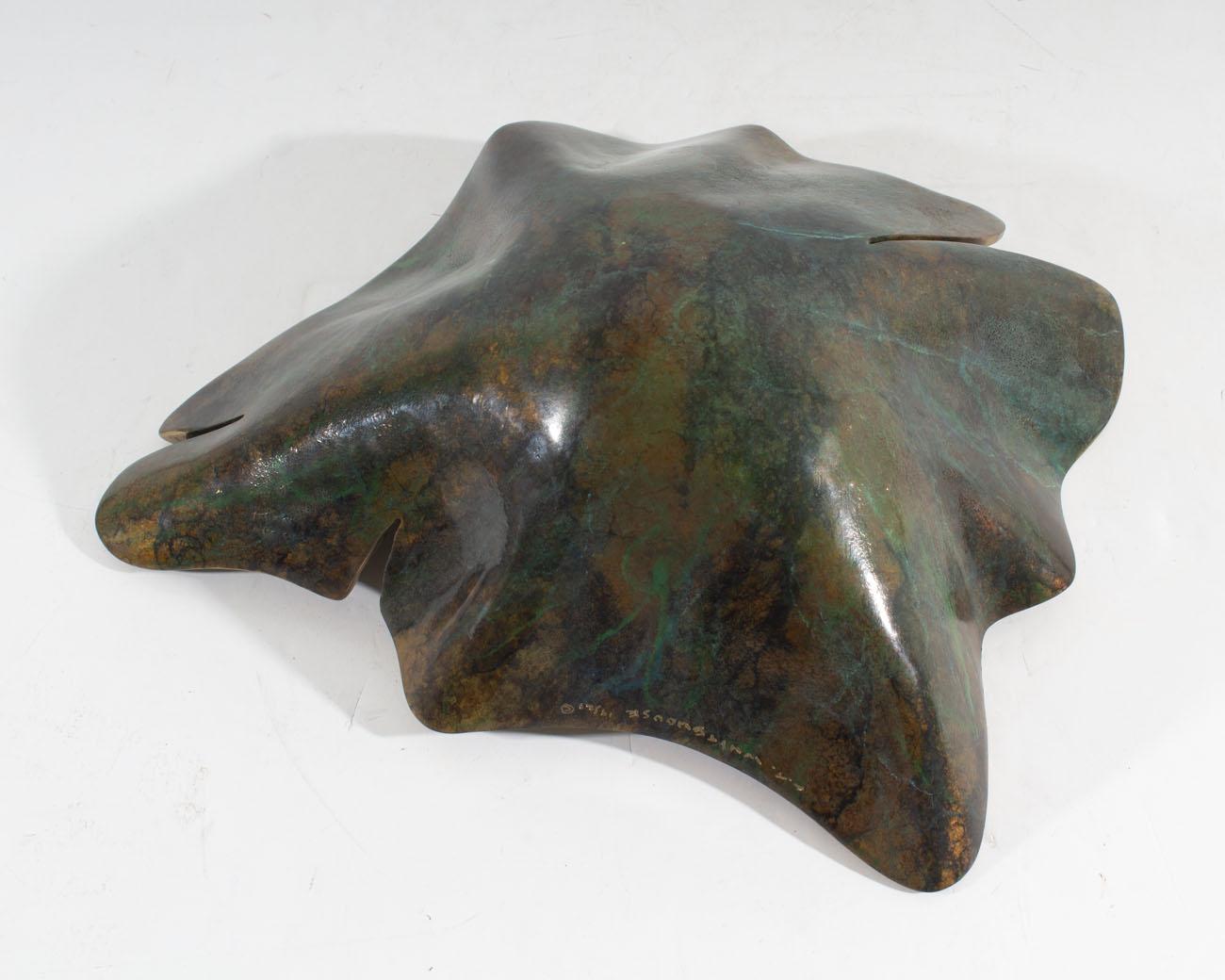 C.T. Whitehouse Signed Limited Edition Abstract Bronze Leaf Form Sculpture In Good Condition In Indianapolis, IN