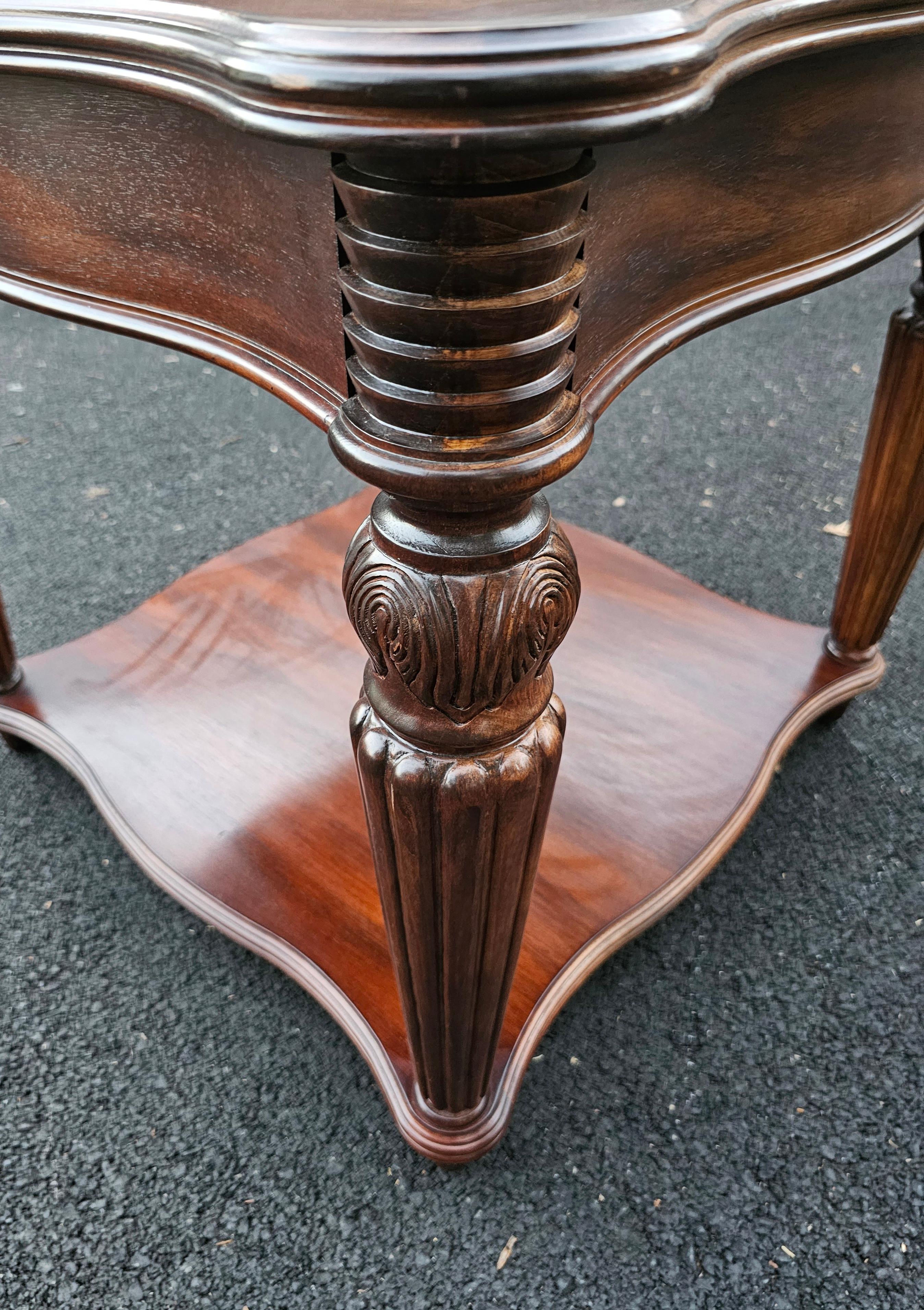 Varnished CTH Sherrill Occasional Mahogany Glass Top Display  Side Table For Sale