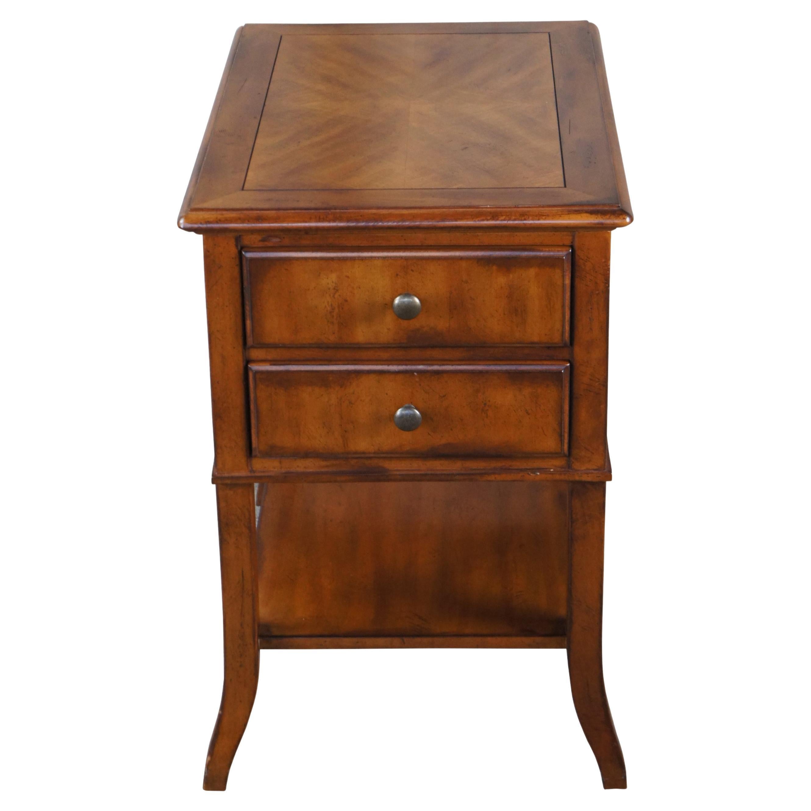 CTH Sherrill Occasional Tiered Two Drawer Side Accent Table Nighstand 28" For Sale
