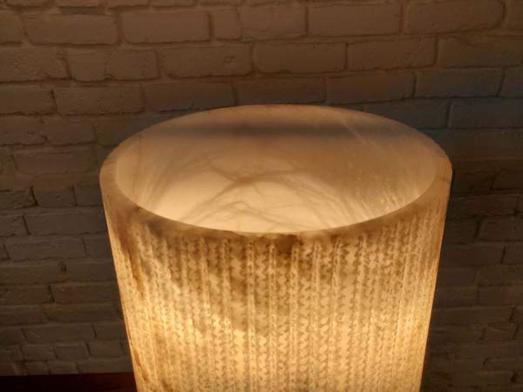 Modern CTO Lighting Acropolis Table Lamp in White Alabaster with Black Steel 120V
