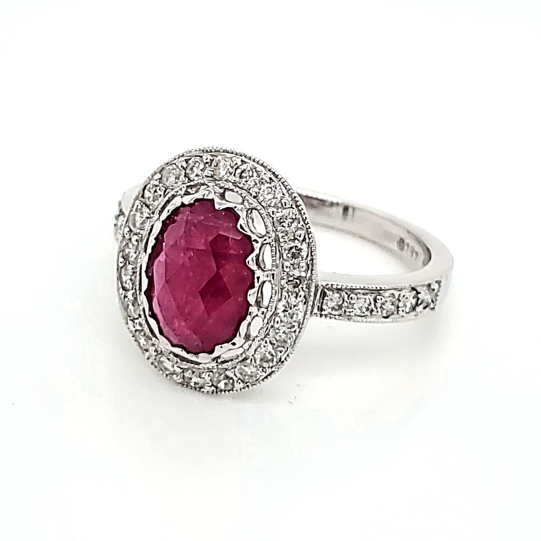 Contemporary Cts 1.86 Ruby Diamond Engagement Ring For Sale