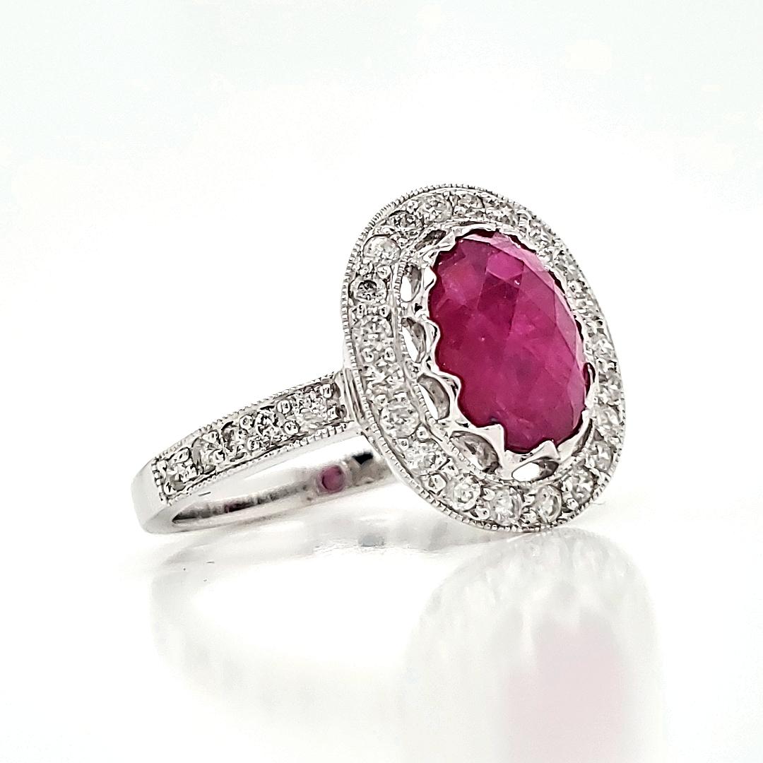 Cts 1.86 Ruby Diamond Engagement Ring Neuf - En vente à Hong Kong, HK