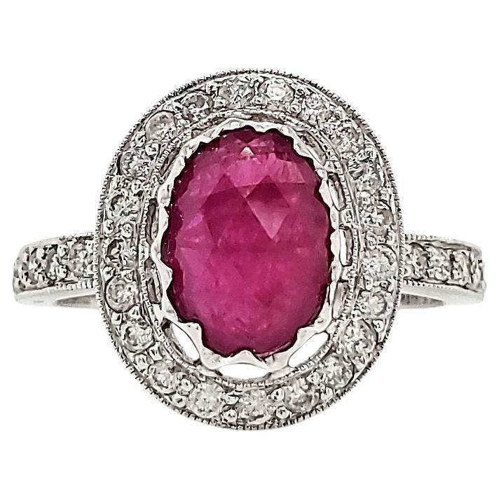 Cts 1.86 Ruby Diamond Engagement Ring en vente