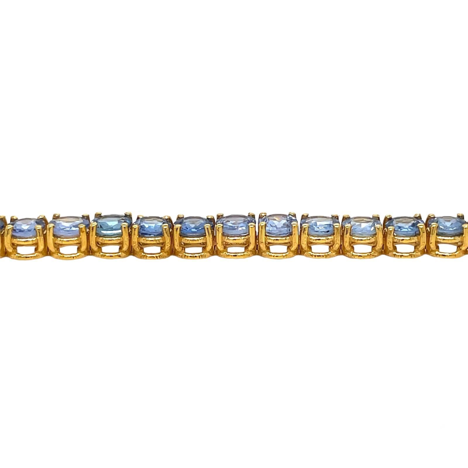 CTW 11 Natural Blu Sapphire Gold Tennis Bracelet Unisexe en vente