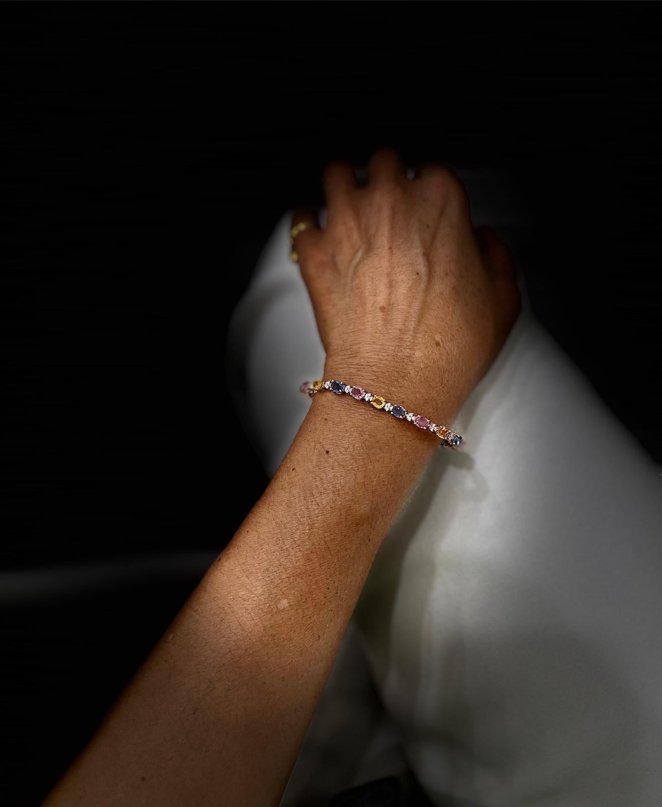 CTW 11 Saphir multicolore naturel Diamant A Link en or rose en vente 6