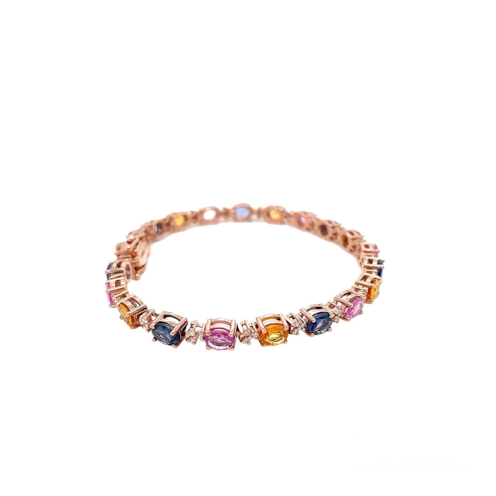 CTW 11 Saphir multicolore naturel Diamant A Link en or rose Neuf - En vente à Napoli, NA