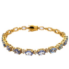 CTW 14 Light Blue Sapphire Diamond Rose Gold Link Bracelet