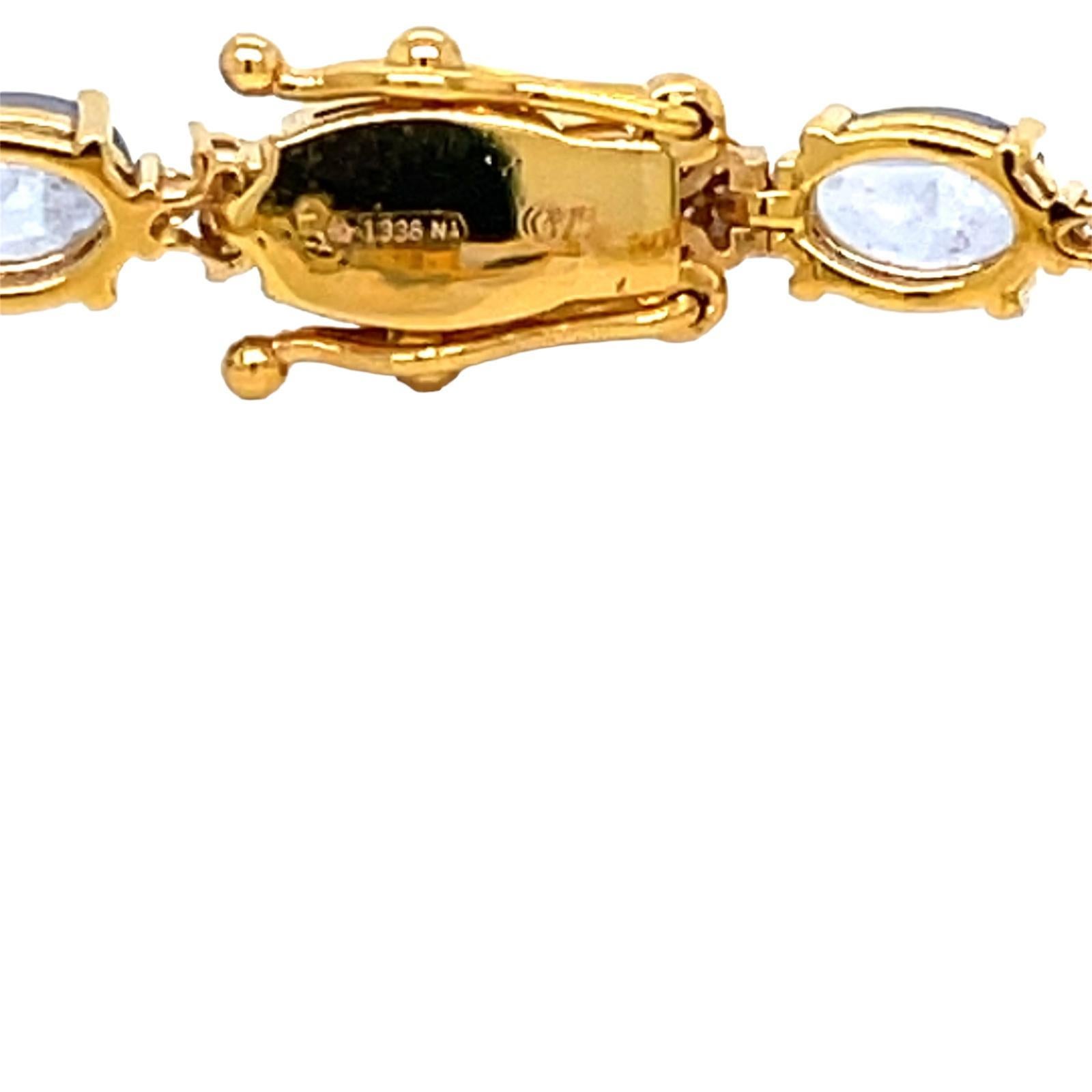 Bracelet à maillons en or rose avec saphir bleu et diamant CTW 14 Light Blue Sapphire en vente 3